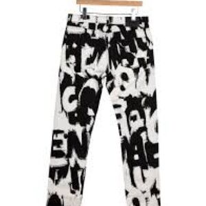 Men’s Alexander McQueen Black and White Graphic Print Pants